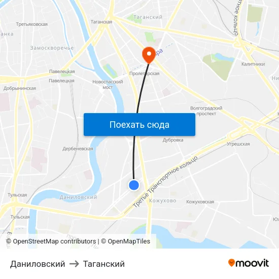 Даниловский to Таганский map