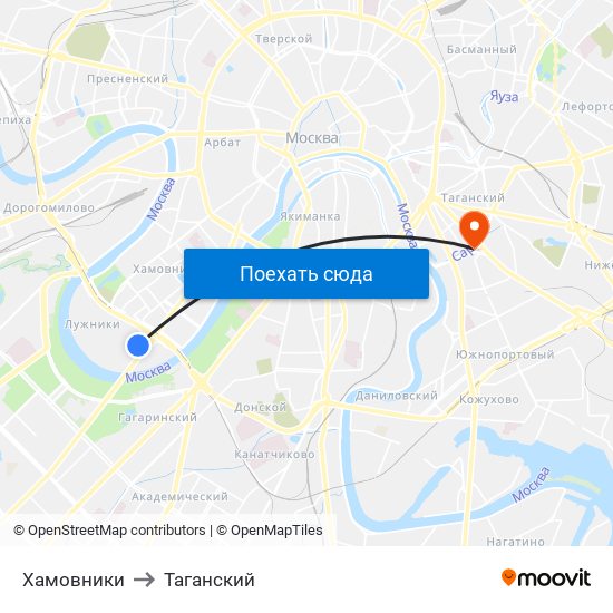 Хамовники to Таганский map