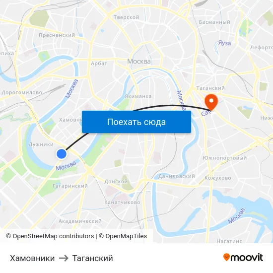 Хамовники to Таганский map