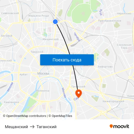Мещанский to Таганский map