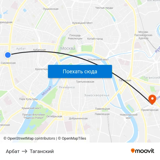 Арбат to Таганский map