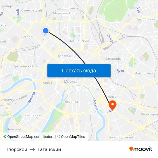 Тверской to Таганский map