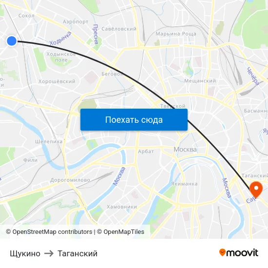 Щукино to Таганский map