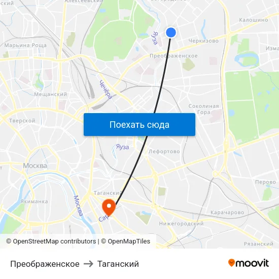 Преображенское to Таганский map