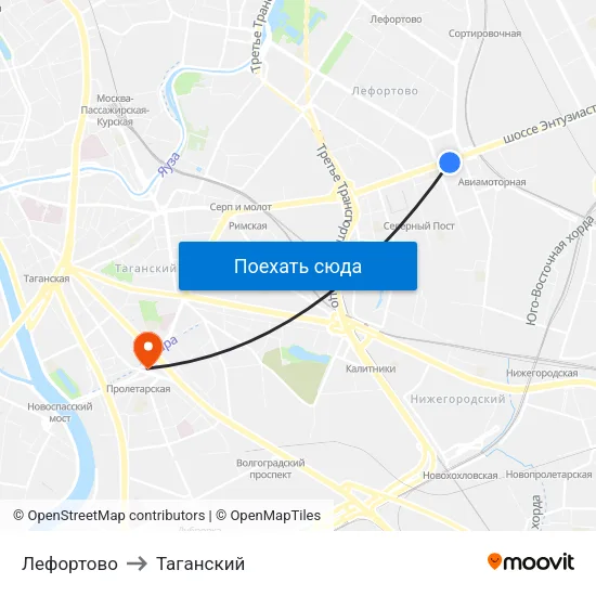Лефортово to Таганский map
