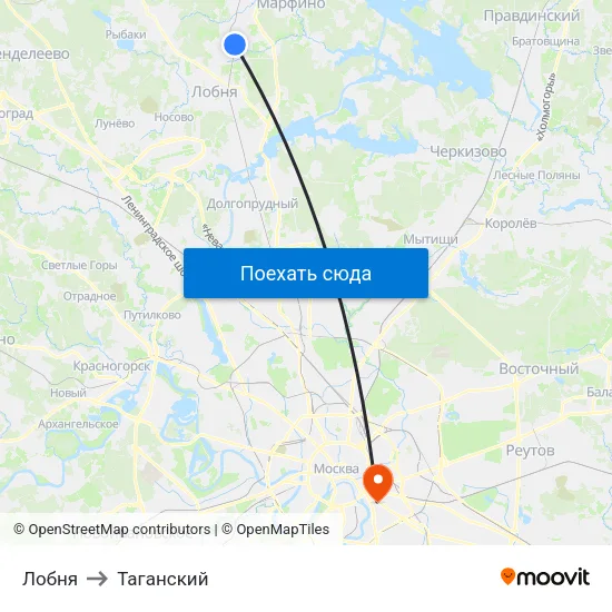 Лобня to Таганский map