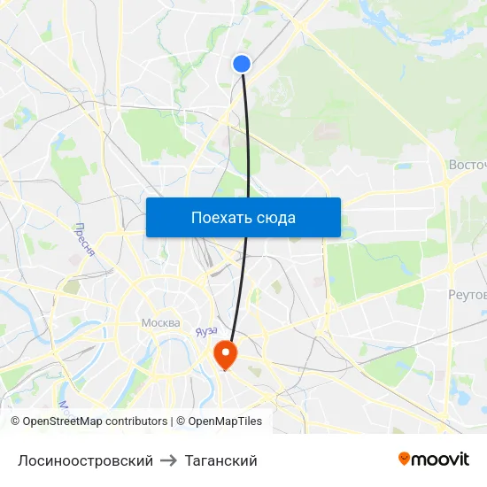 Лосиноостровский to Таганский map