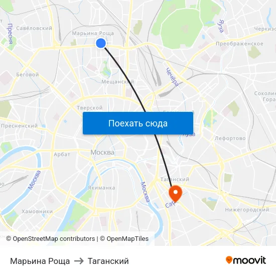 Марьина Роща to Таганский map