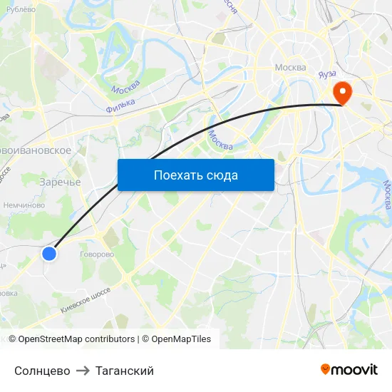 Солнцево to Таганский map