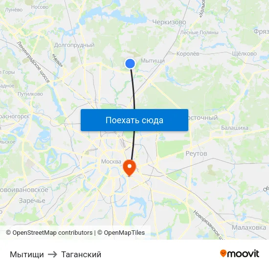Мытищи to Таганский map