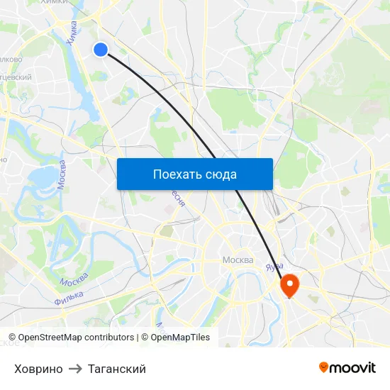 Ховрино to Таганский map