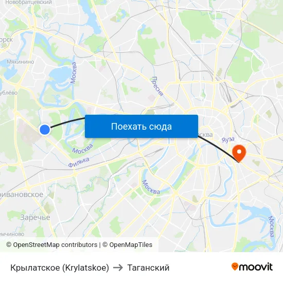 Крылатское (Krylatskoe) to Таганский map