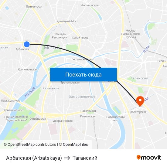 Арбатская (Arbatskaya) to Таганский map