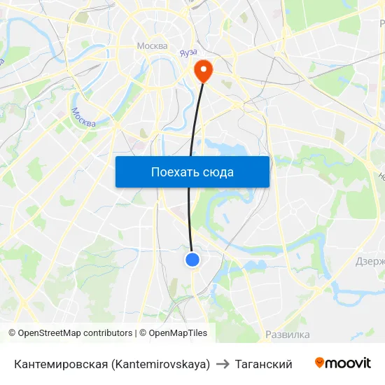 Кантемировская (Kantemirovskaya) to Таганский map