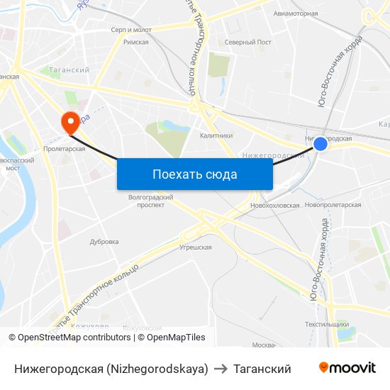 Нижегородская (Nizhegorodskaya) to Таганский map