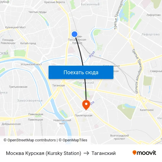 Москва Курская (Kursky Station) to Таганский map
