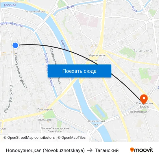 Новокузнецкая (Novokuznetskaya) to Таганский map