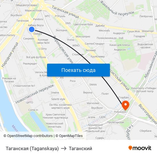 Таганская (Taganskaya) to Таганский map