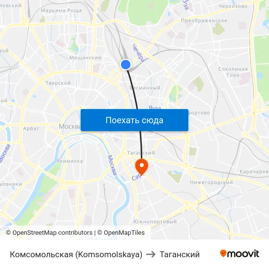 Комсомольская (Komsomolskaya) to Таганский map