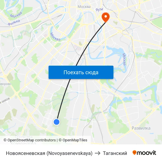 Новоясеневская (Novoyasenevskaya) to Таганский map