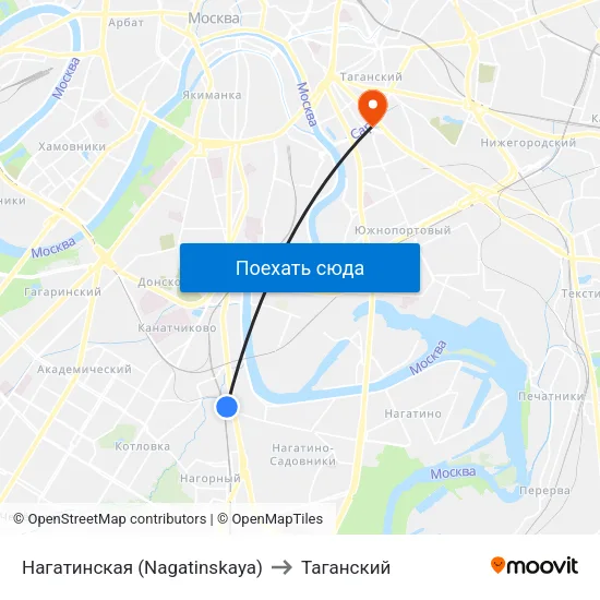Нагатинская (Nagatinskaya) to Таганский map