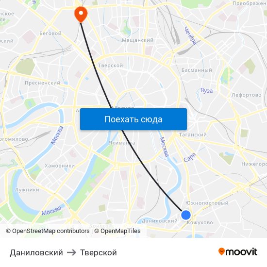 Даниловский to Тверской map