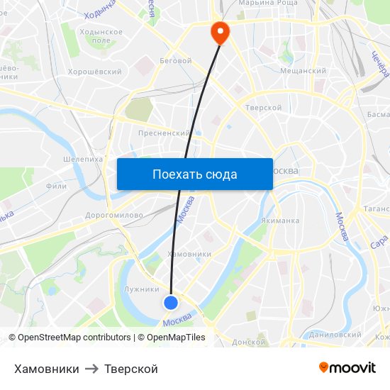 Хамовники to Тверской map