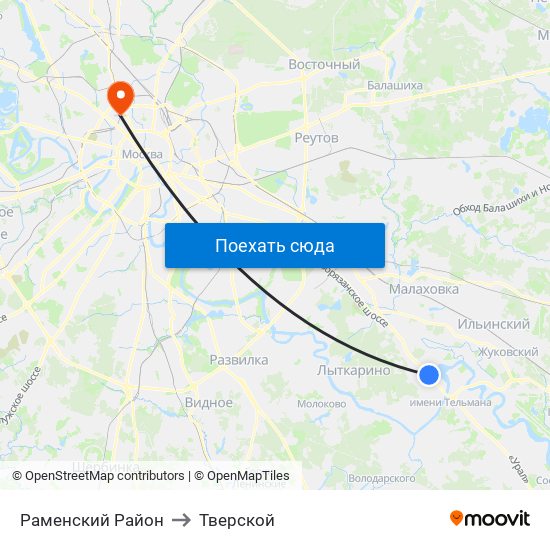 Раменский Район to Тверской map