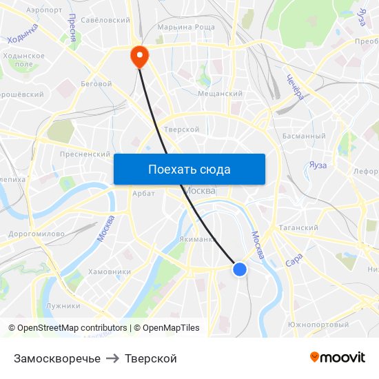 Замоскворечье to Тверской map