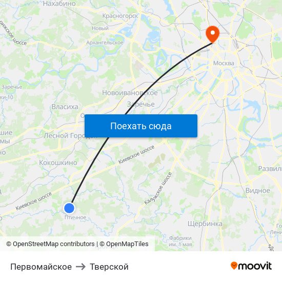 Первомайское to Тверской map