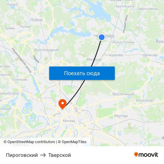 Пироговский to Тверской map