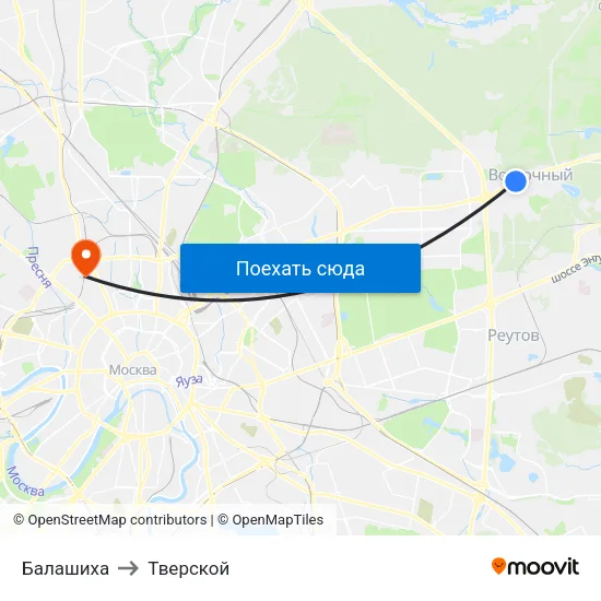 Балашиха to Тверской map