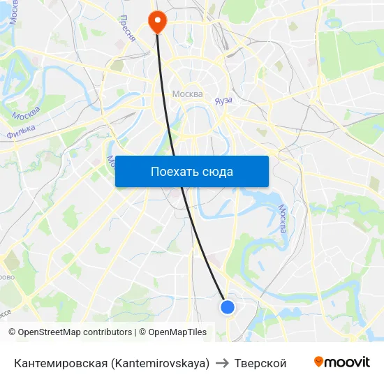 Кантемировская (Kantemirovskaya) to Тверской map