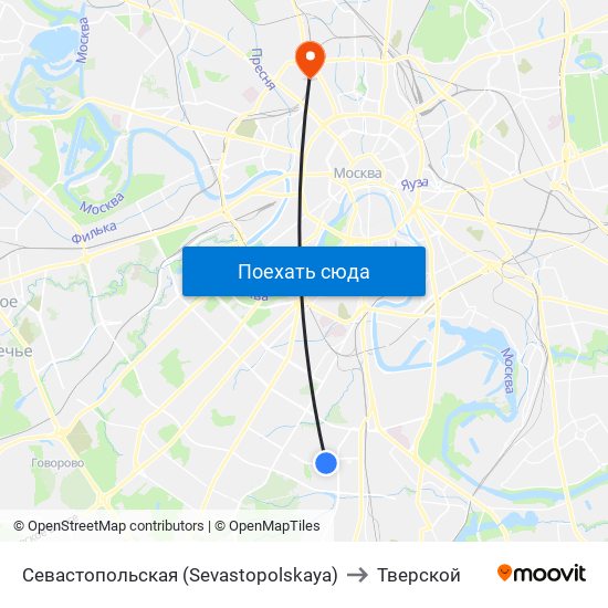 Севастопольская (Sevastopolskaya) to Тверской map