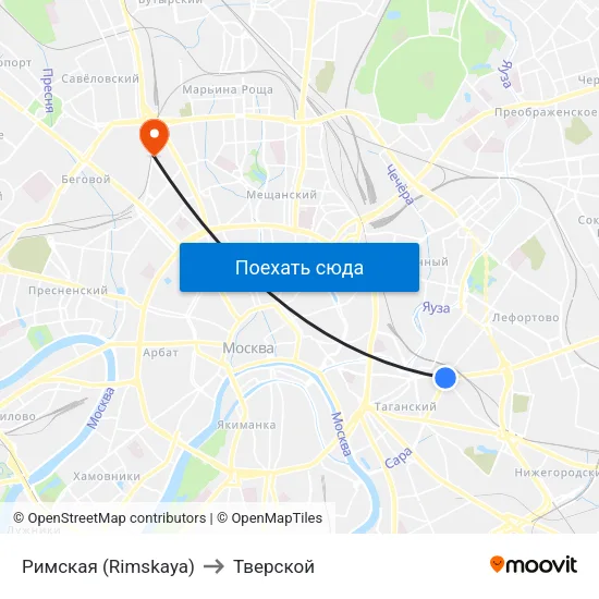 Римская (Rimskaya) to Тверской map
