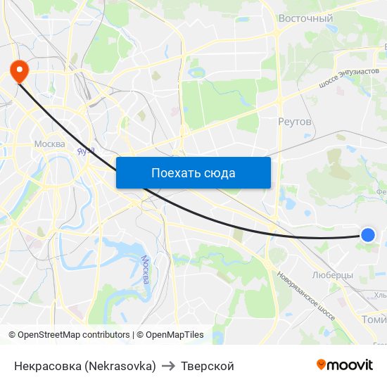 Некрасовка (Nekrasovka) to Тверской map