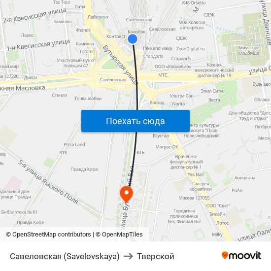 Савеловская (Savelovskaya) to Тверской map