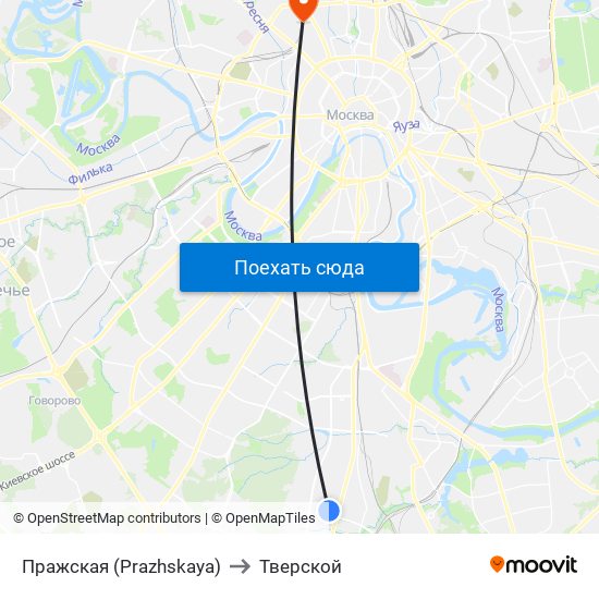 Пражская (Prazhskaya) to Тверской map