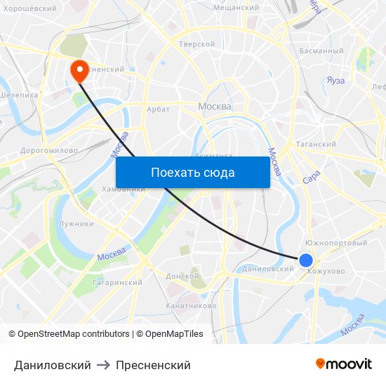 Даниловский to Пресненский map