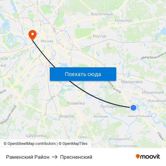 Раменский Район to Пресненский map