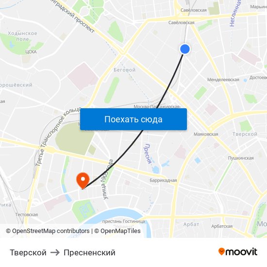 Тверской to Тверской map