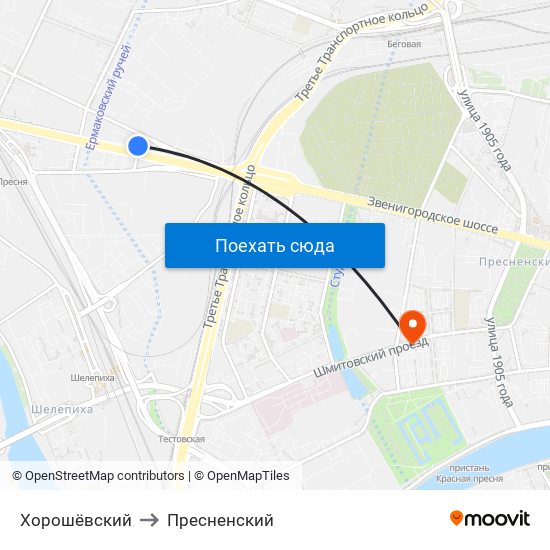 Хорошёвский to Пресненский map