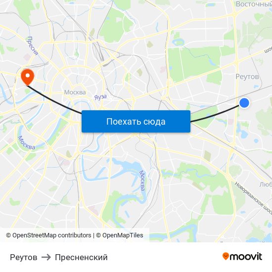 Реутов to Пресненский map
