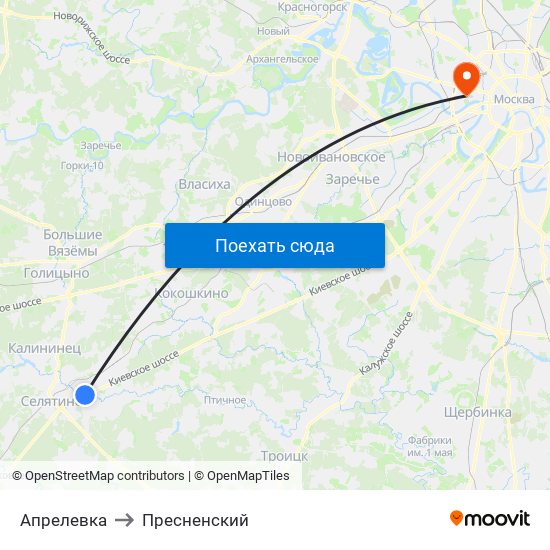 Апрелевка to Пресненский map