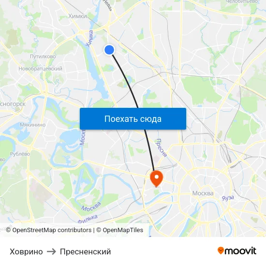 Ховрино to Пресненский map
