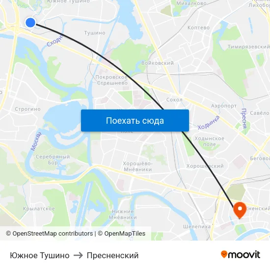 Южное Тушино to Пресненский map