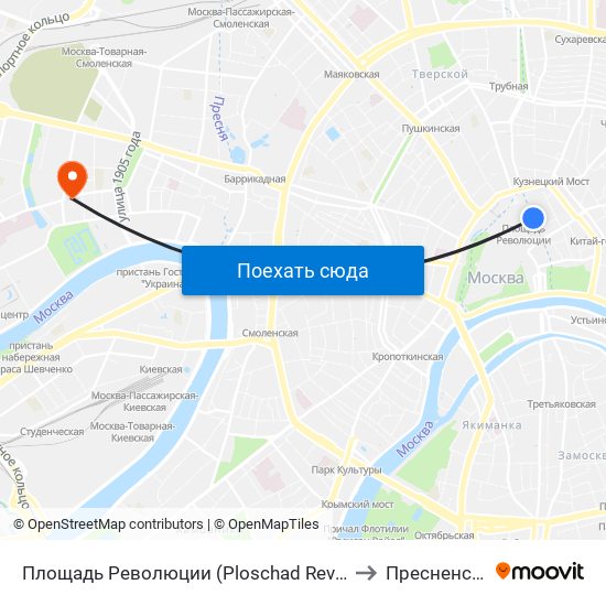Площадь Революции (Ploschad Revolyutsii) to Пресненский map