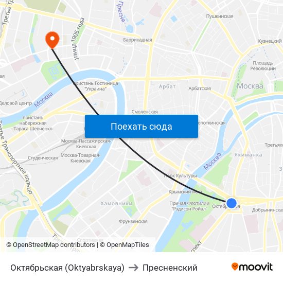 Октябрьская (Oktyabrskaya) to Пресненский map