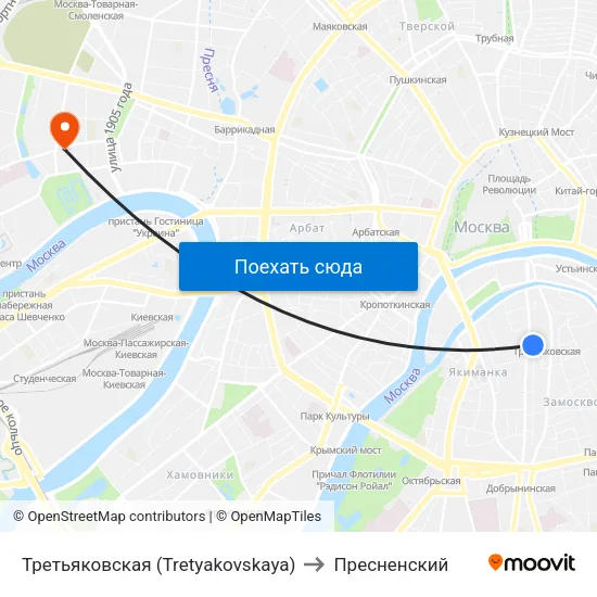 Третьяковская (Tretyakovskaya) to Пресненский map