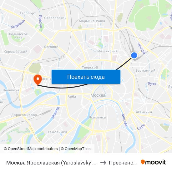 Москва Ярославская (Yaroslavsky Station) to Пресненский map